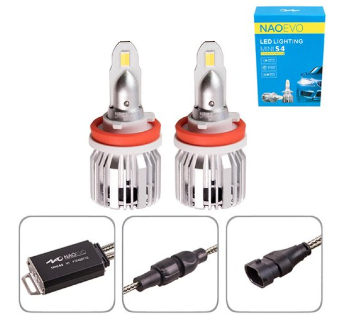 Світлодіодні лампи PULSO NAOEVO S4 LED H8/H9/H11/H16 Flip Chip 9-16V 30W 3600Lm 3000K/4300K/6500K