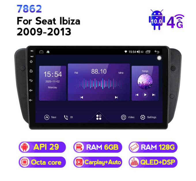 Штатна магнітола ECOBOOST FFT760Q-1055 SKODA Seat Ibiza