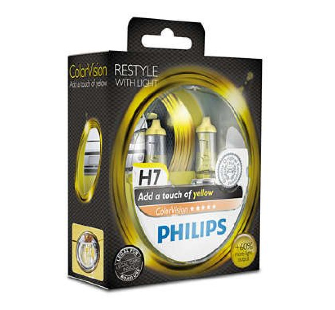 Комплект галогенних ламп Philips ColorVision Yellow 12972CVPYS2 H7 3350K