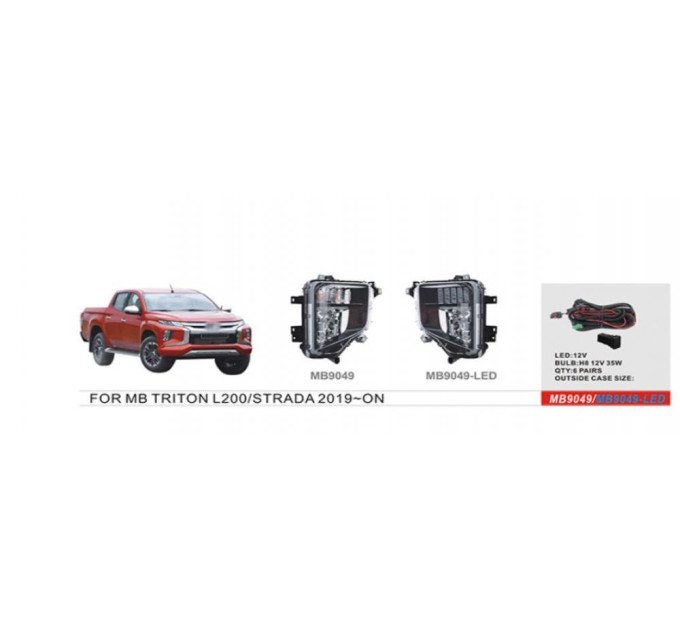 Протитуманні фари Vitol MB-9049 Mitsubishi Triton/L200/Pajero Sport 2018-