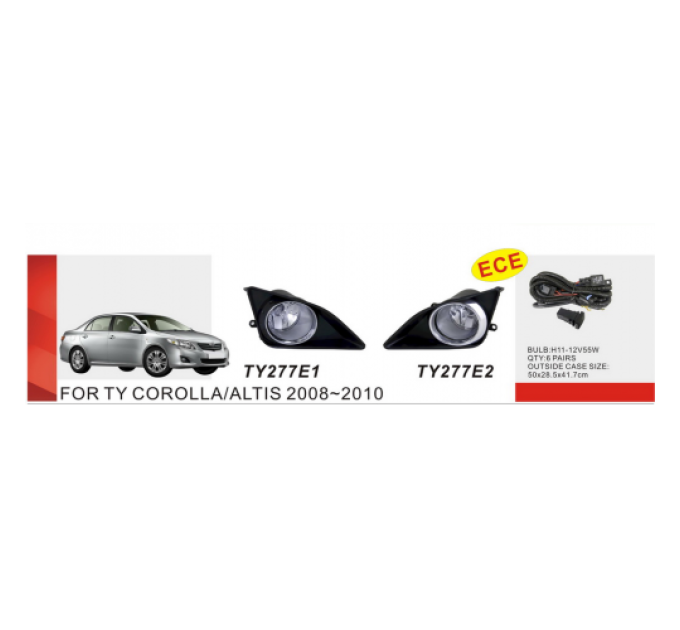 Протитуманні фари Vitol TY-277E2-W Toyota Corolla 2008-10 ел.проводка