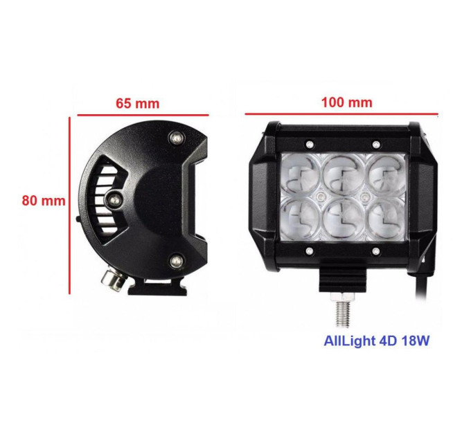 Світлодіодна фара AllLight 4D-18W 6 chip cree spot 9-30V