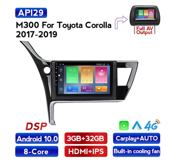 Штатна магнітола ECOBOOST FFT300Q-1058 TOYOTA Corolla 2017