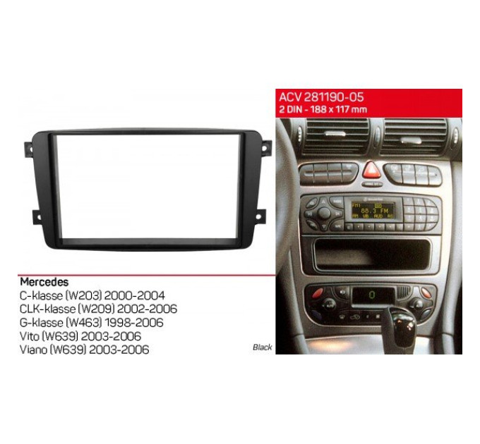 Перехідна рамка Mercedes Vito, Viano, W639, W203, W209, W463 ACV 281190-05