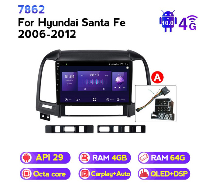 Штатна магнітола ECOBOOST FFT740Q-1259 HYUNDAI Santa Fe 2006-2012