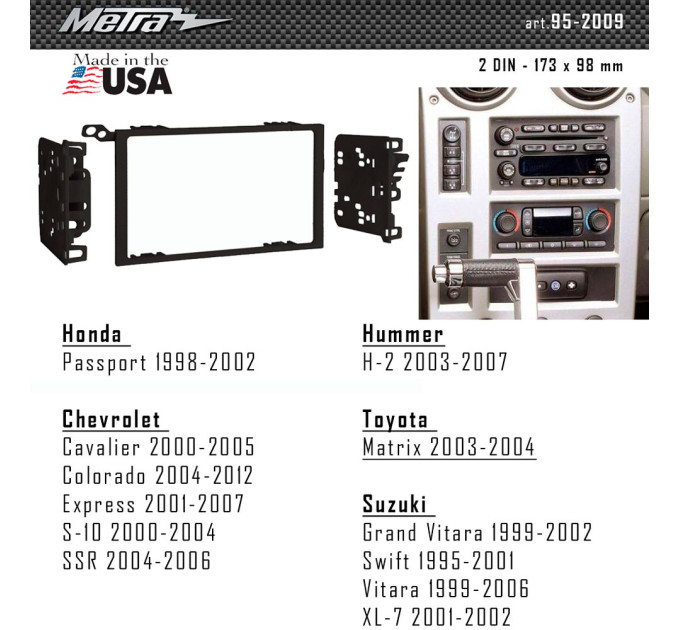 Перехідна рамка Chevrolet, Caddilac, Suzuki Multikit Metra 95-2009