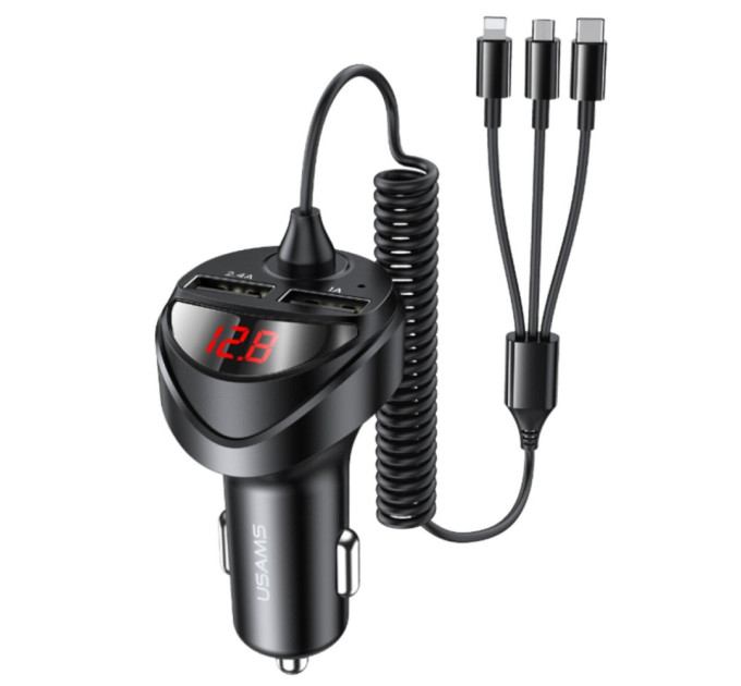 Автомобільний зарядний пристрій Usams US-CC119 C22 3.4A Dual USB Black