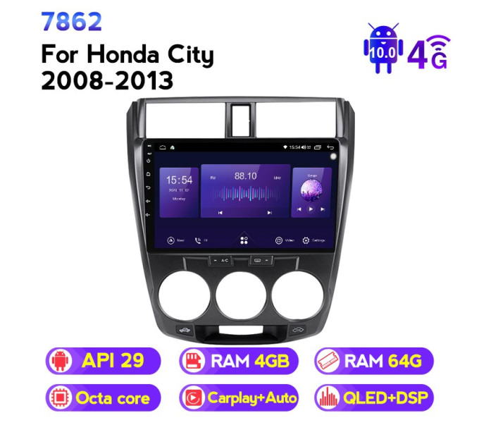 Штатна магнітола ECOBOOST FFT740Q-1129 HONDA CITY 2008-2011