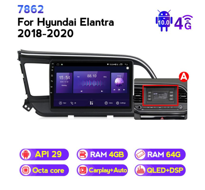 Штатна магнітола ECOBOOST FFT740Q-1246 HYUNDAI ELANTRA 2019