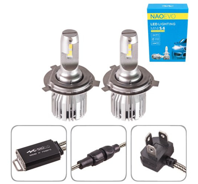 Світлодіодні лампи PULSO NAOEVO S4 LED H4 Flip Chip 9-16V 30W 3600Lm 3000K/4300K/6500K