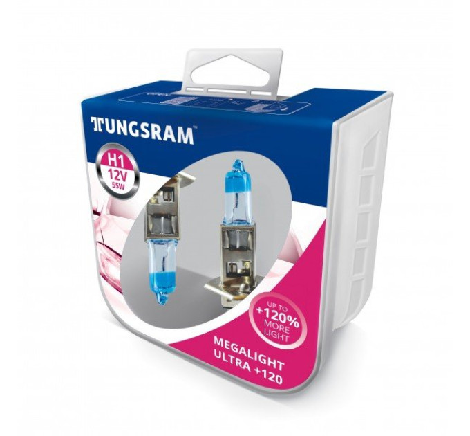 Комплект галогенних ламп Tungsram Megalight Ultra +120% H1 55W 12V