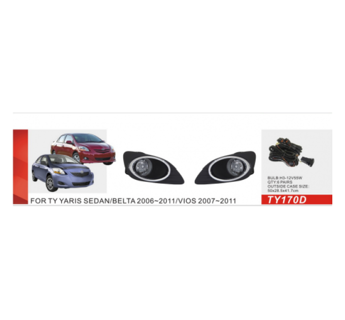 Протитуманні фари Vitol TY-170D-W Toyota Yaris Sedan 2006-08 ел.проводка