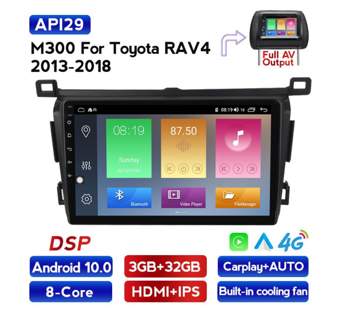 Штатна магнітола ECOBOOST FFT300Q-1062 TOYOTA RAV4 2013