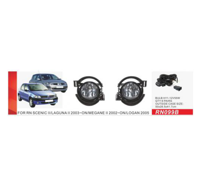 Протитуманні фари Vitol RN-099BW Renault Scenic II/Laguna II /Megane II/Logan 2005 ел.проводка