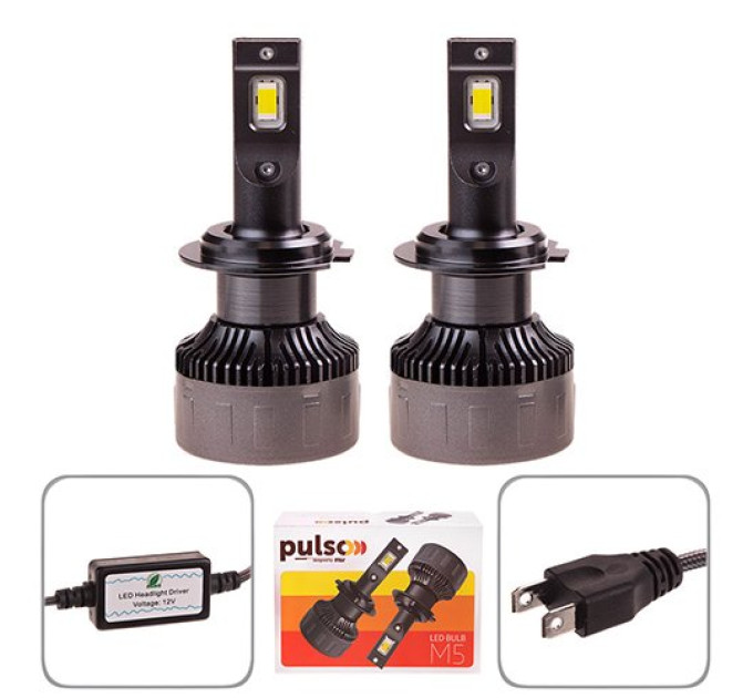 Світлодіодні лампи PULSO M5 H7 LED-chips CSP 9-36v 6500K