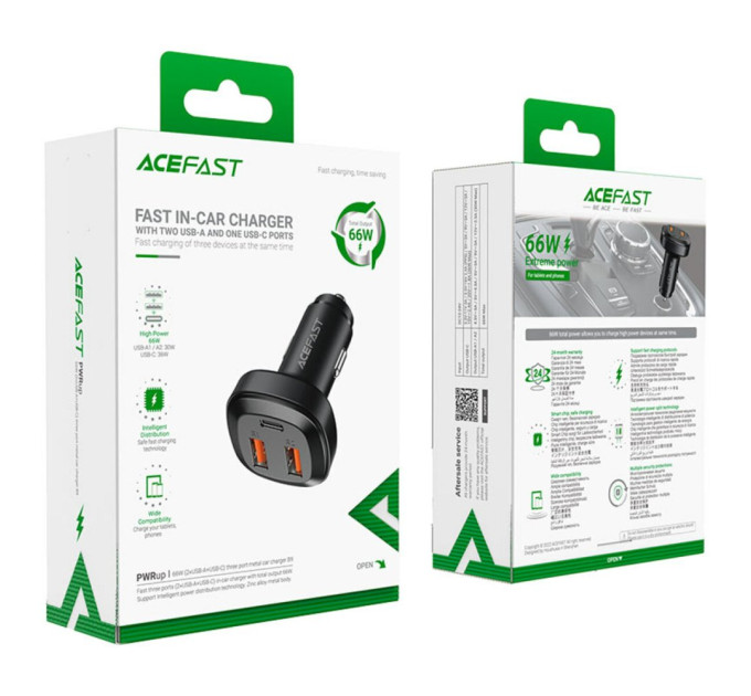 Автомобільний зарядний пристрій ACEFAST B9 66W (2USB-A+USB-C)