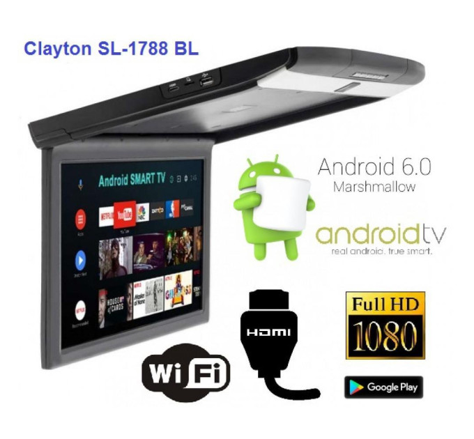 Монітор стельовий Clayton SL-1788 BL Android