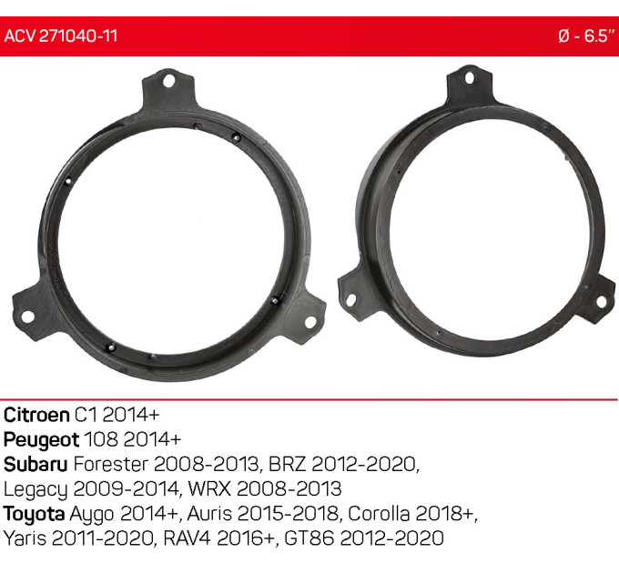 Проставки під динаміки ACV 271040-11 для автомобілів Citroen, Peugeot, Toyota, Subaru