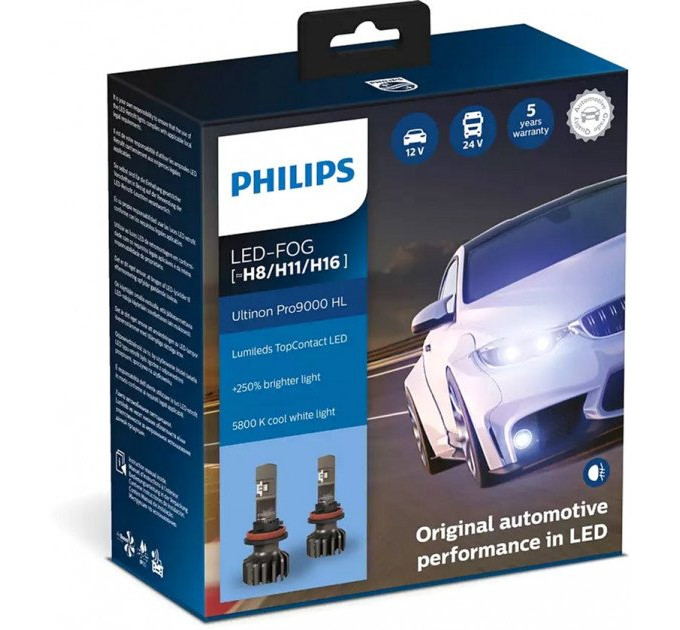 Світлодіодні лампи Philips Ultinon Pro9000 Led-Fog H8/H11/H16 12/24V 15W