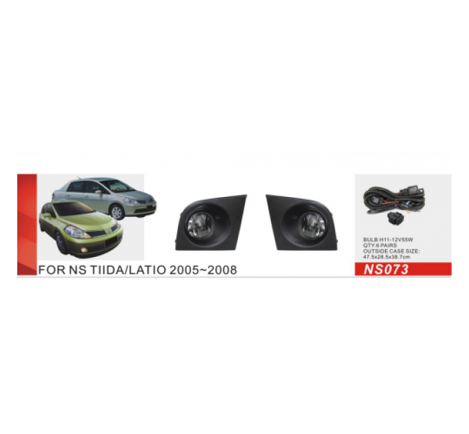 Протитуманні фари Vitol NS-073W Nissan Tiida 2005-08 ел.проводка