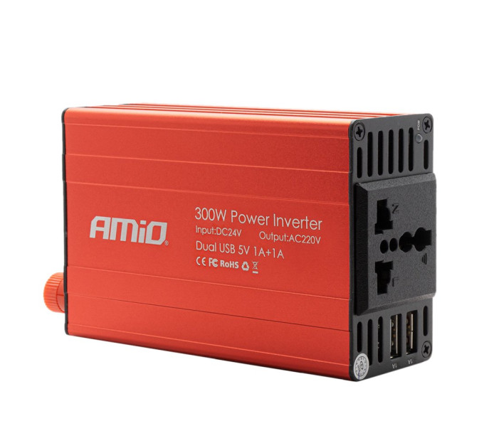 Автомобільний інвертор AMiO PI04 24В/230В 300Вт/600Вт 2xUSB