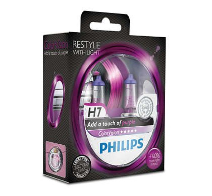Комплект галогенних ламп Philips ColorVision Purple 12972CVPPS2 H7